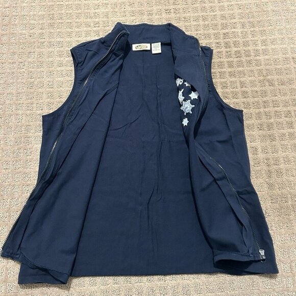 Vintage Collections ETC Womens Snowflake Vest Navy Blue Size Large L Holiday - Picture 5 of 8